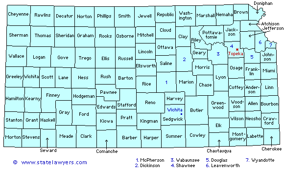 Kansas County Outline Map.